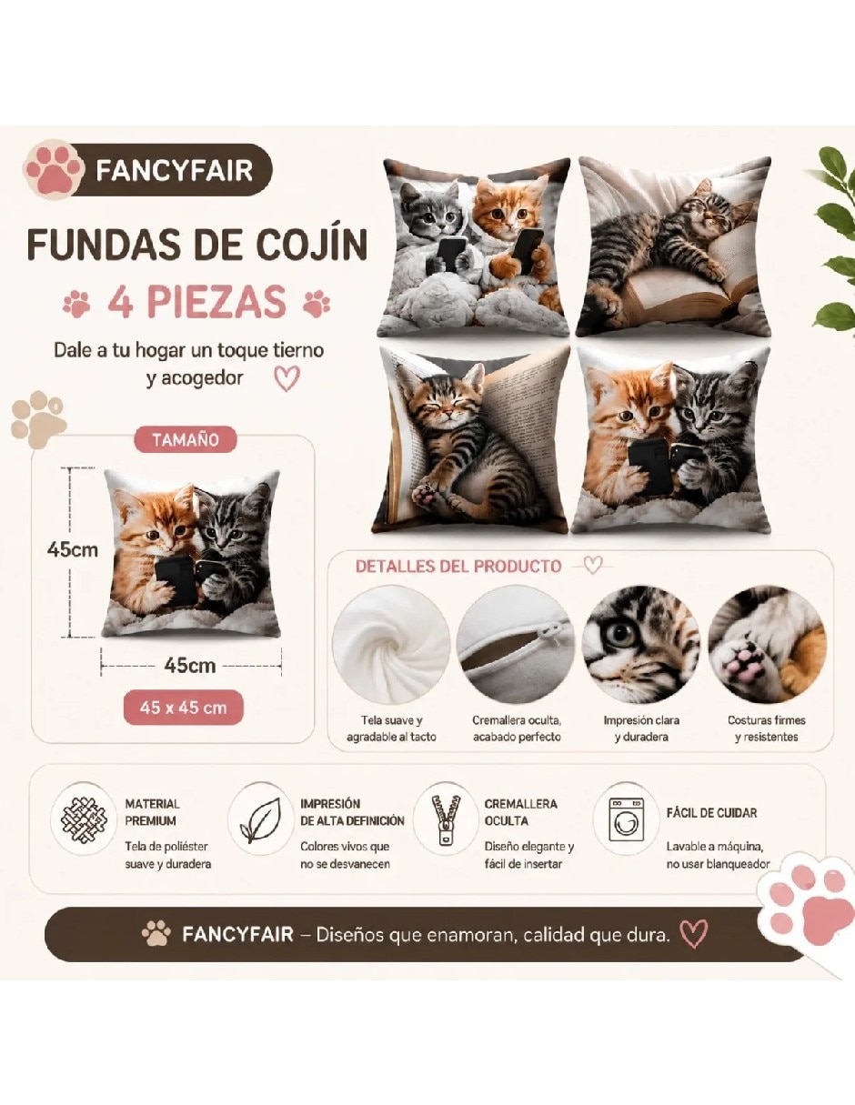 Set funda cojín animal 3