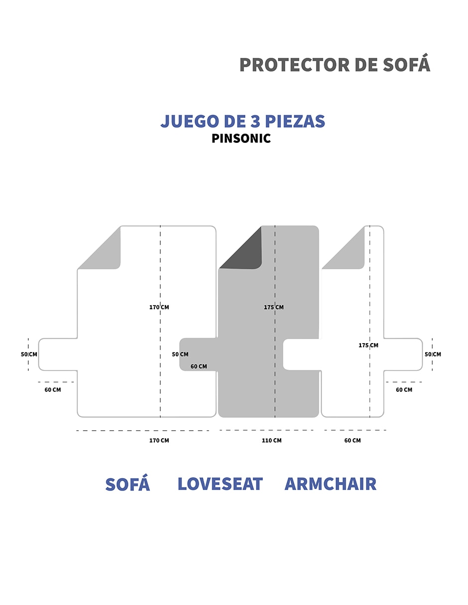 Funda sofá 3 piezas set fundas para sillón pinsonic 6