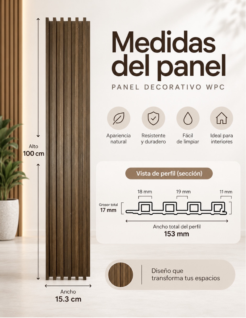 Lambrin de madera y plástico 10 piezas 5
