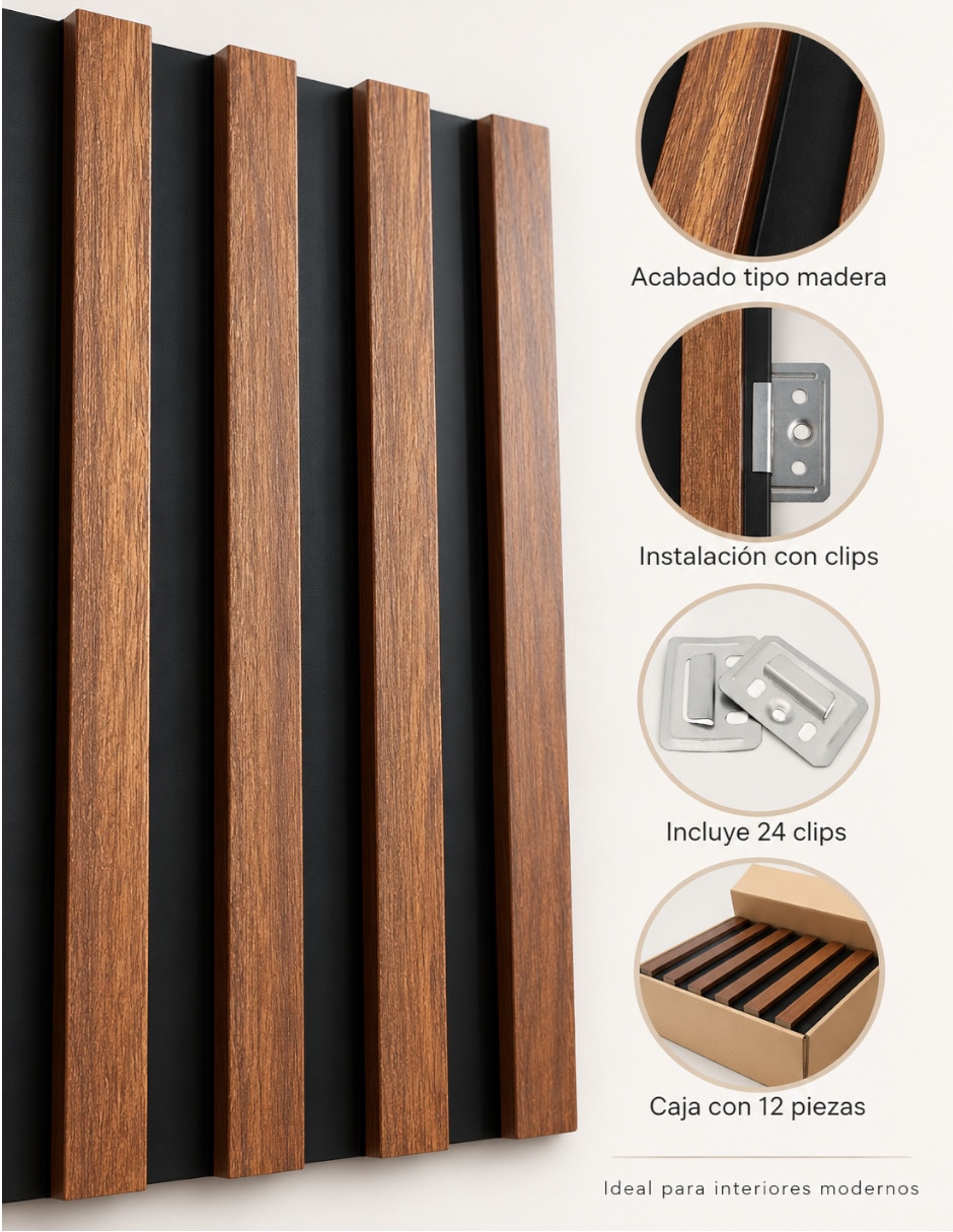 Lambrin de madera y plástico 10 piezas 2