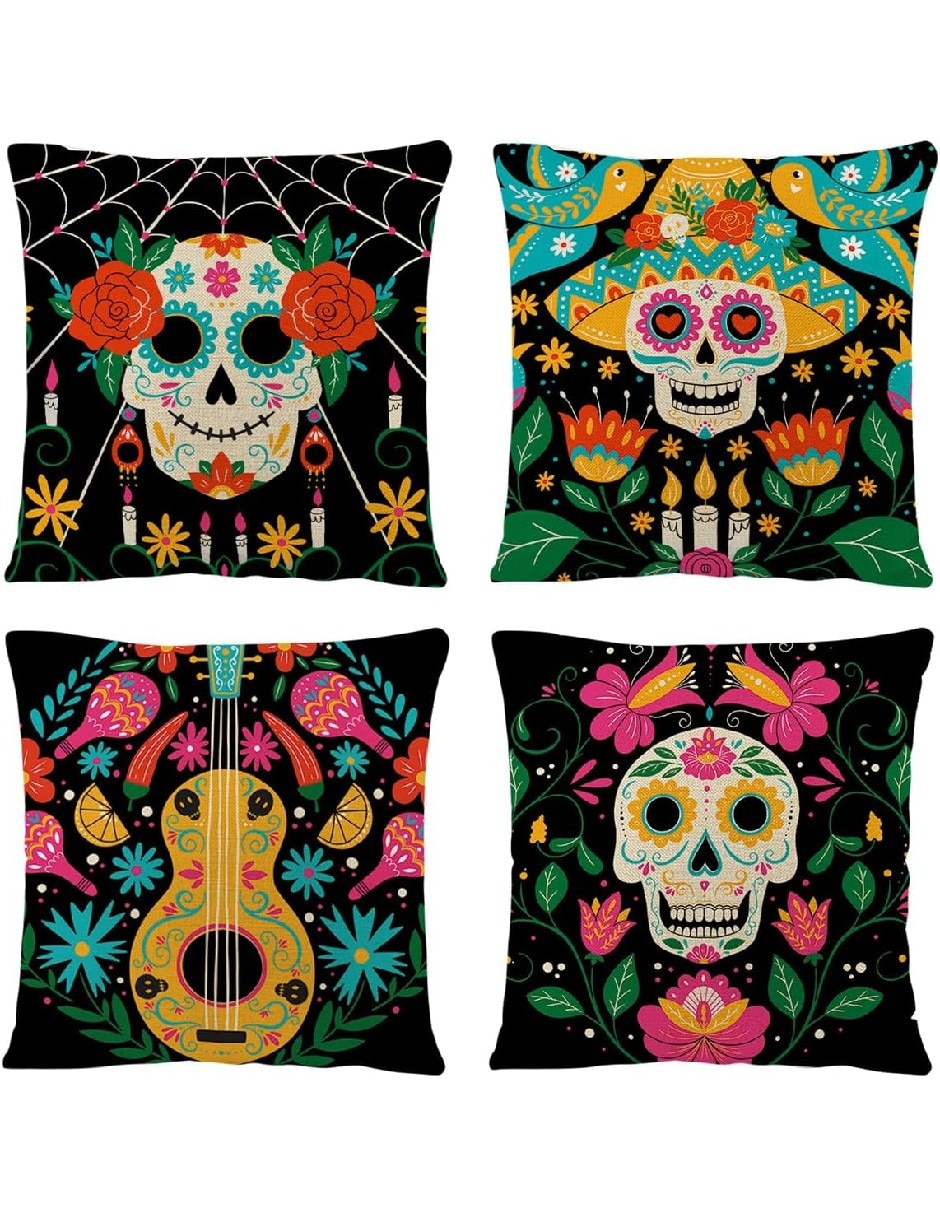 Set funda cojín día de muertos Set funda cojín día de muertos