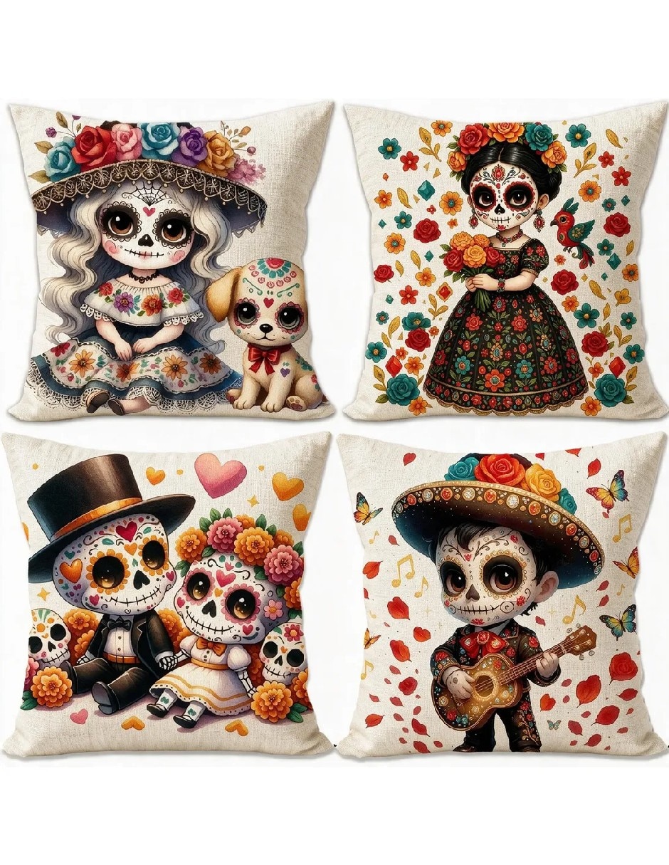 Set funda cojín Día de Muertos Set funda cojín Día de Muertos