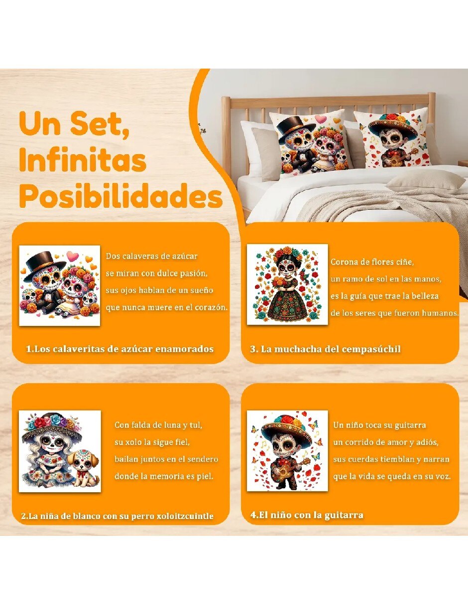 Set funda cojín Día de Muertos 5