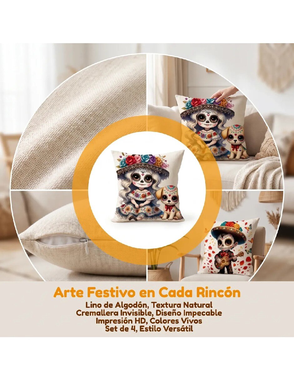 Set funda cojín Día de Muertos 3