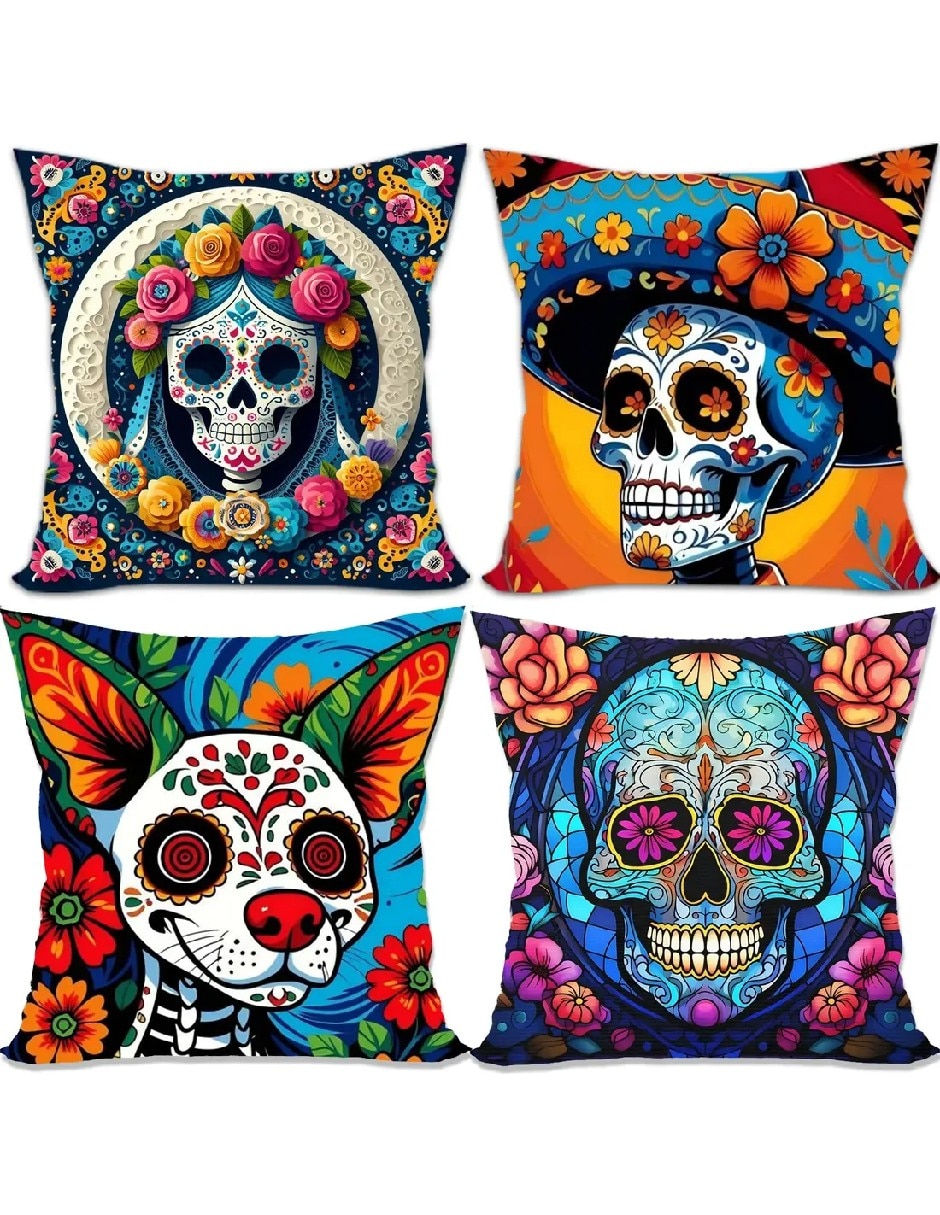 Set funda cojín Día de Muertos Set funda cojín Día de Muertos