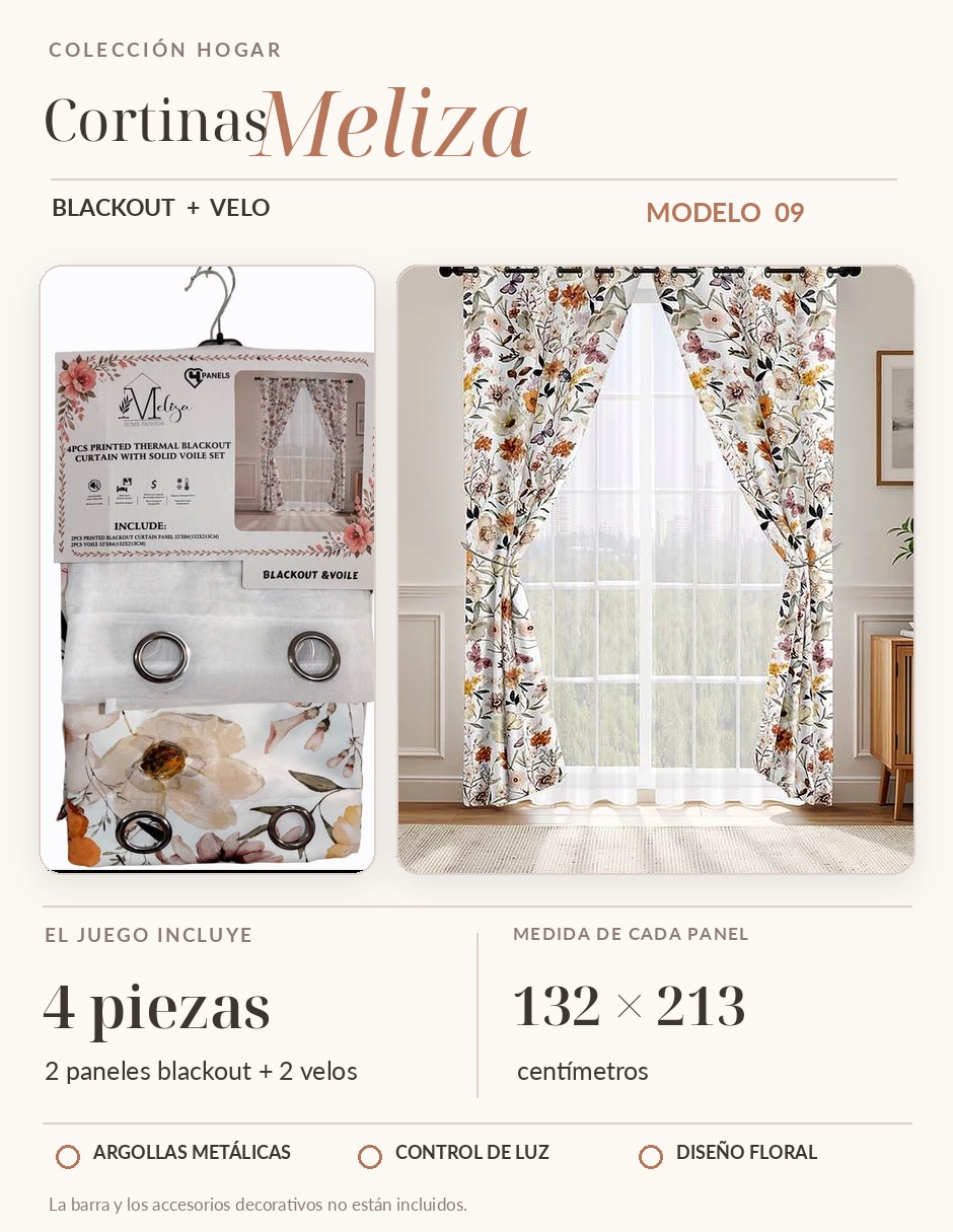 Set cortina black out blackout meliza 2